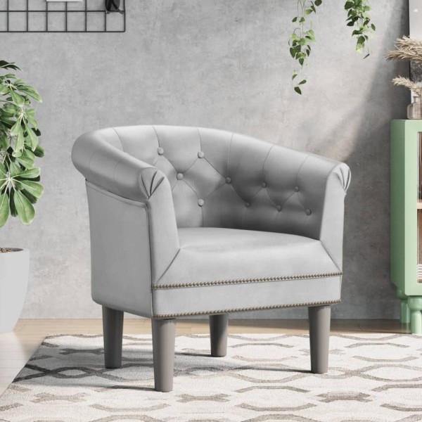 Armchair, silver color, artificial leather