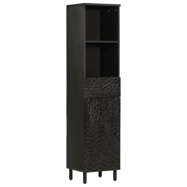 Bathroom cabinet, black, 38x33x160cm, solid mango