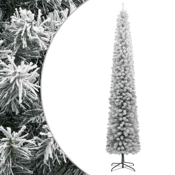 narrow Christmas tree with stand and snow, 300cm, PVC