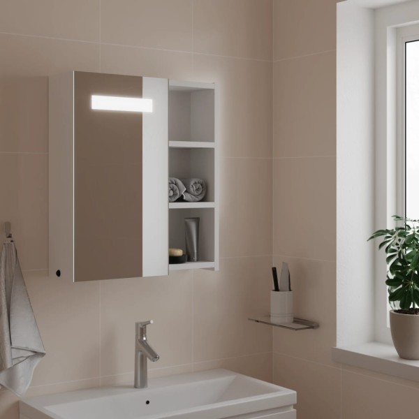 Bathroom mirror cabinet with LED, white, 45x13x52cm