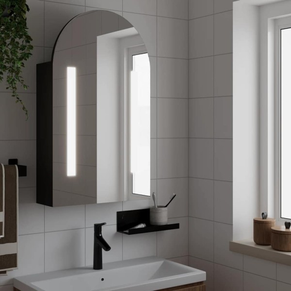 Bathroom mirror cabinet with LED, black, 42x13x70cm