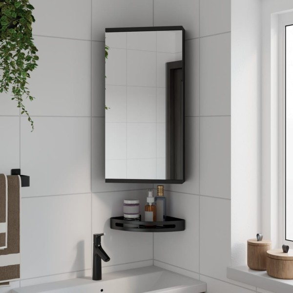 Corner mirror bathroom cabinet, black, 30x24x60cm