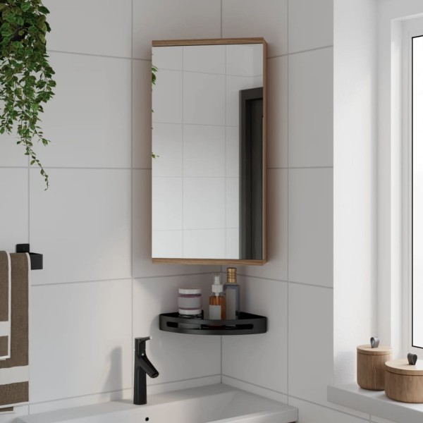Corner mirror bathroom cabinet, oak, 30x24x60cm
