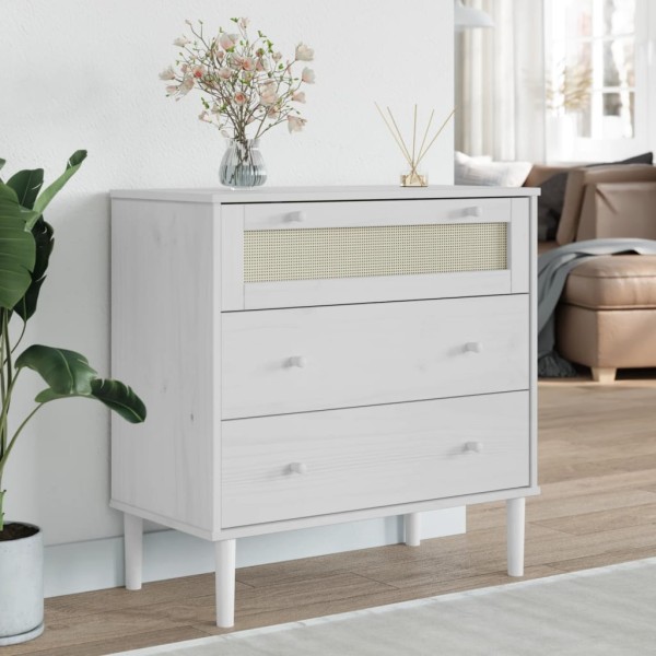 Cabinet with drawers SENJA, white, 80x40x80cm, solid pine