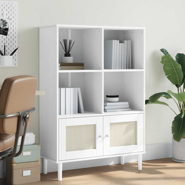 Bookcase SENJA, white, 90x35x130cm, solid pine wood