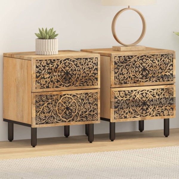 Bedside cabinets, 2 pcs., 40x33x46cm, solid mango wood