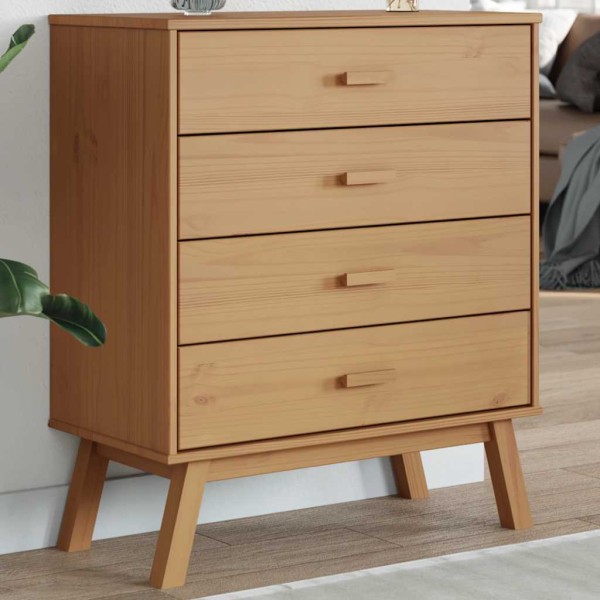 Cabinet with drawers OLDEN, brown, solid pine wood