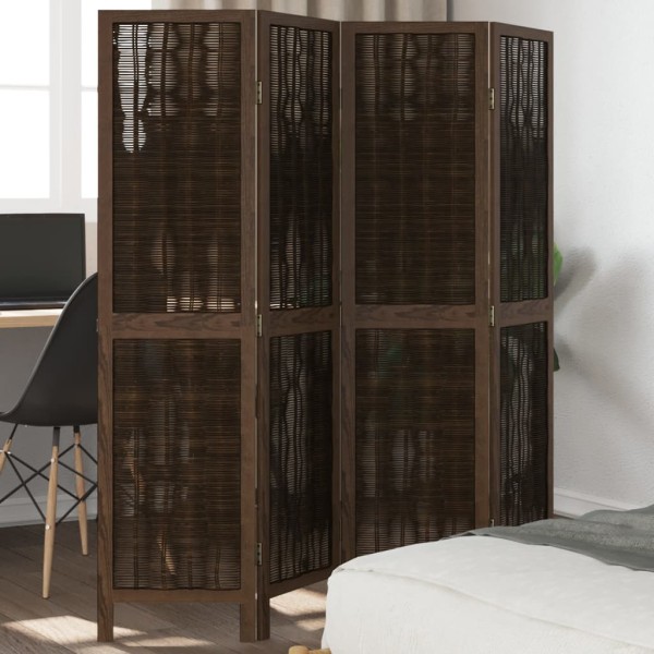 Room divider, 4 segments, dark brown, paulownia