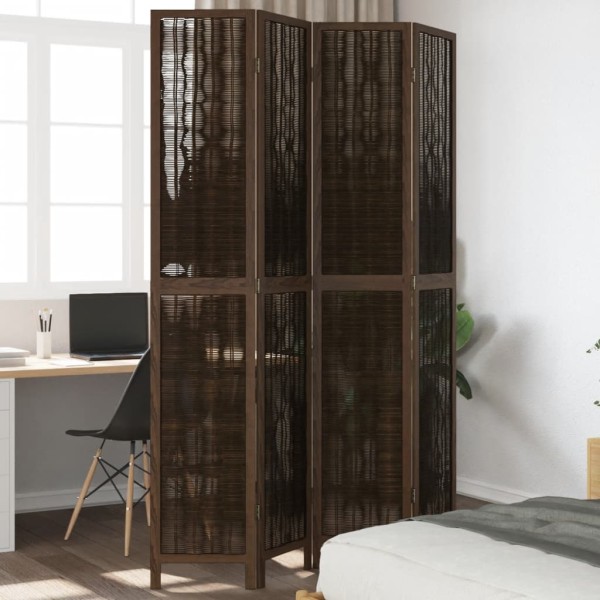 Room divider, 4 segments, dark brown, paulownia