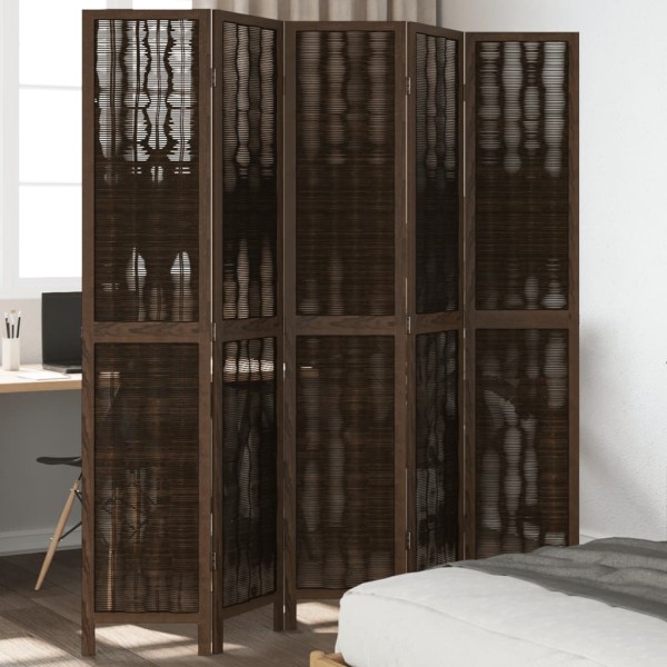 Room divider, 5 segments, dark brown, paulownia