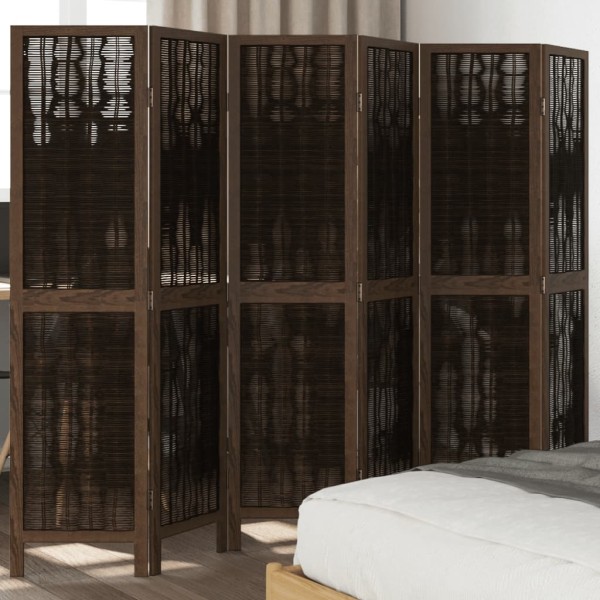 Room divider, 6 segments, dark brown, paulownia