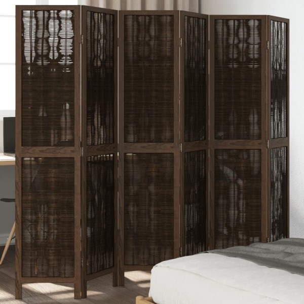 Room divider, 6 segments, dark brown, paulownia