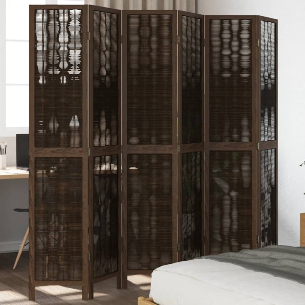 Room divider, 6 segments, dark brown, paulownia