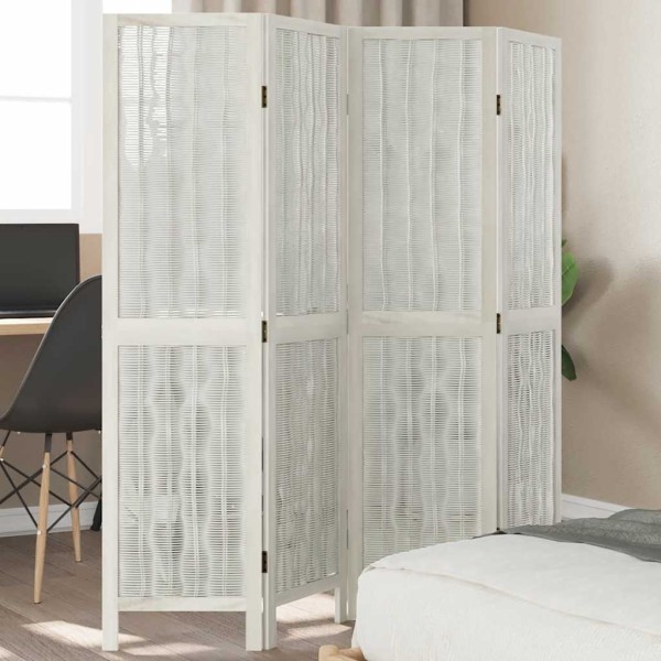 Room divider, 4 segments, white, paulownia massif