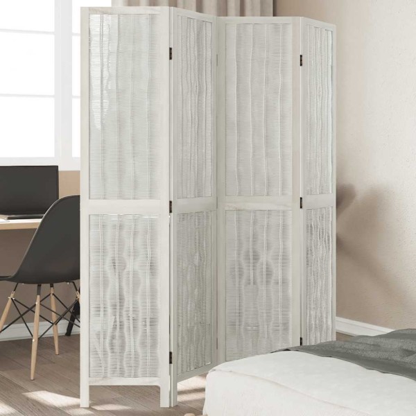 Room divider, 4 segments, white, paulownia massif