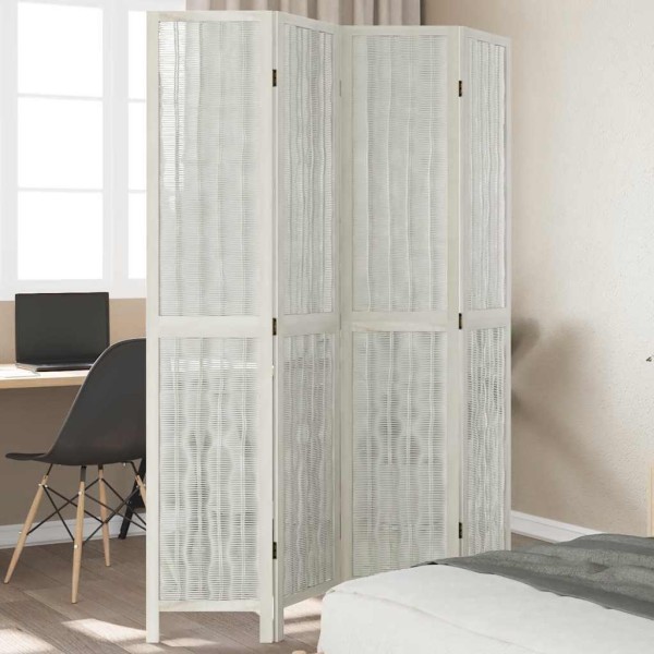 Room divider, 4 segments, white, paulownia massif