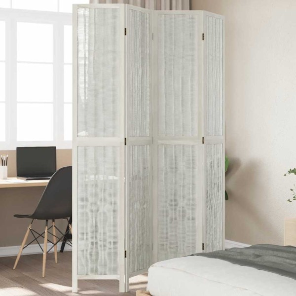 Room divider, 4 segments, white, paulownia massif