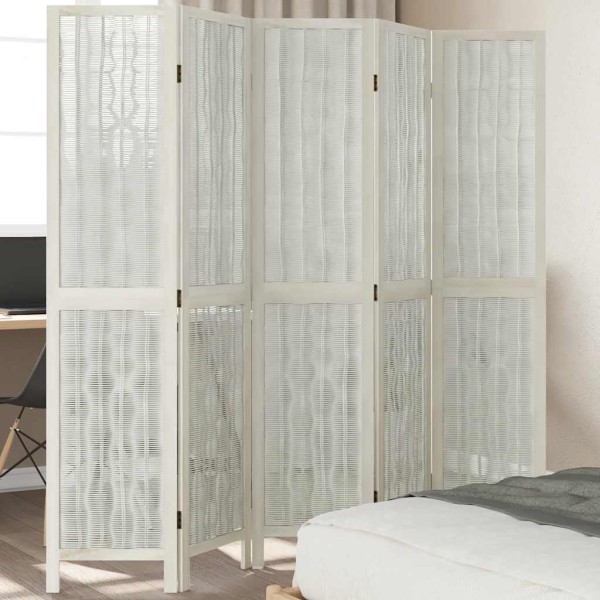 Room divider, 5 segments, white, paulownia massif