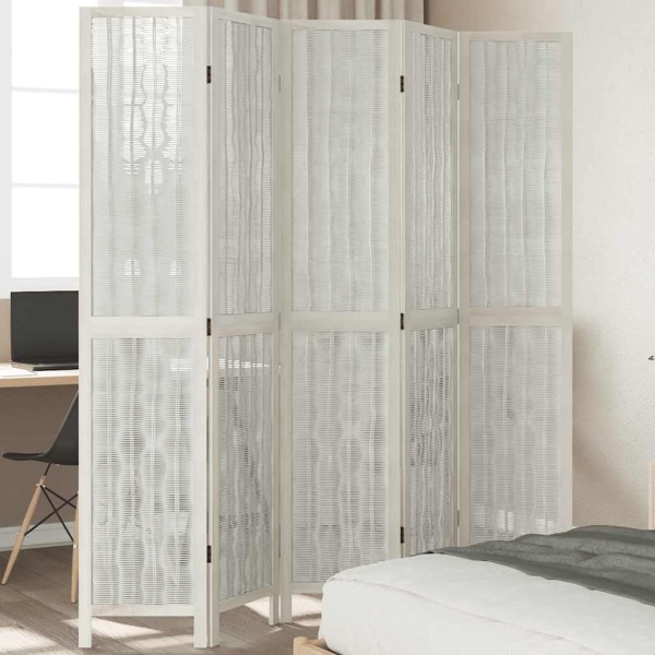 Room divider, 5 segments, white, paulownia massif