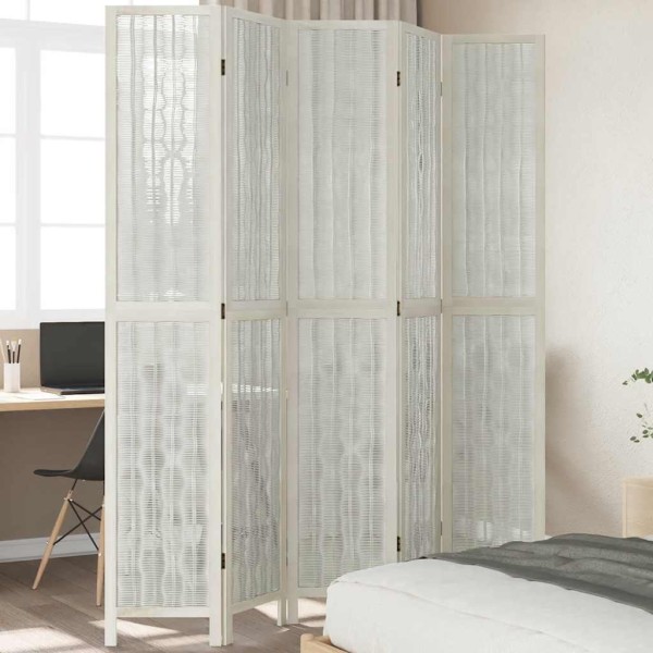 Room divider, 5 segments, white, paulownia massif