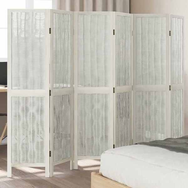 Room partition, 6 segments, white, paulownia wood