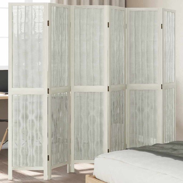 Room partition, 6 segments, white, paulownia wood