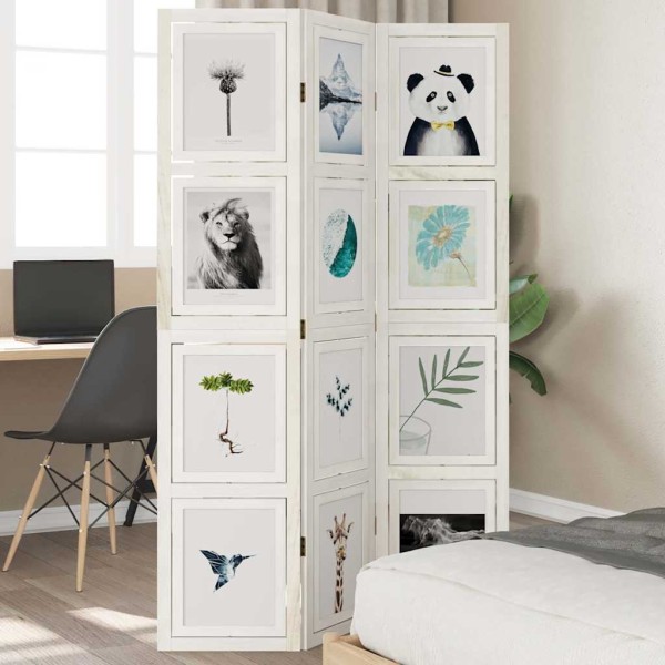 Room partition, 3 segments, white, paulownia massif