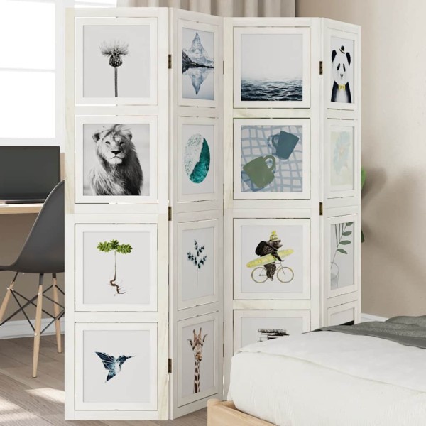 Room divider, 4 segments, white, paulownia massif