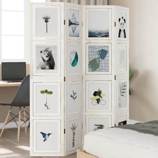 Room divider, 4 segments, white, paulownia massif