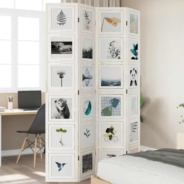 Room divider, 4 segments, white, paulownia massif