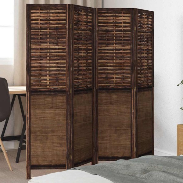 Room divider, 4 segments, dark brown, paulownia