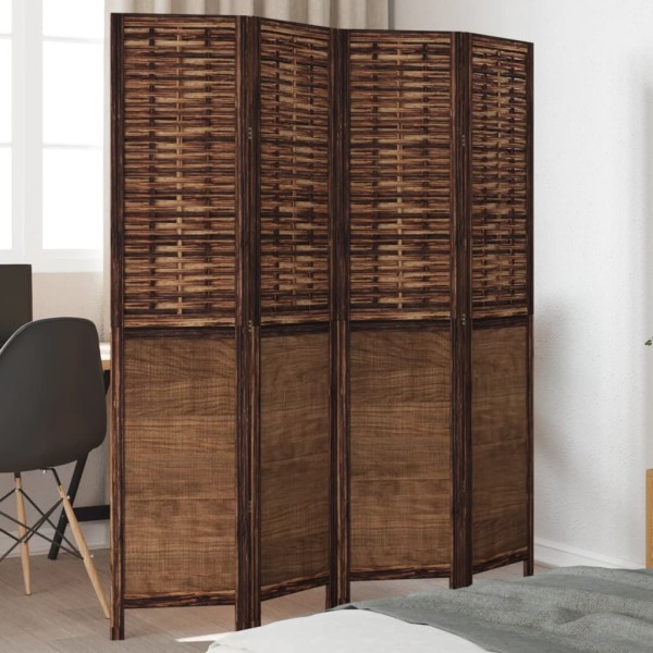 Room divider, 4 segments, dark brown, paulownia