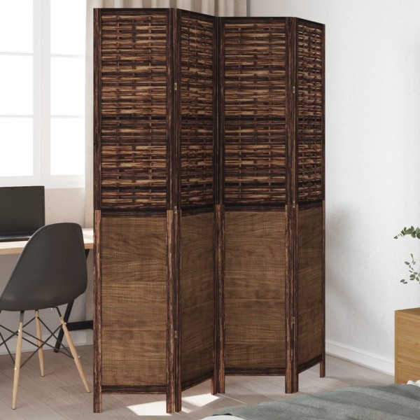 Room divider, 4 segments, dark brown, paulownia