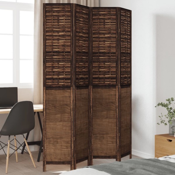 Room divider, 4 segments, dark brown, paulownia