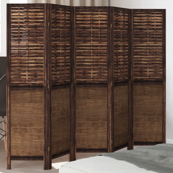 Room divider, 5 segments, dark brown, paulownia