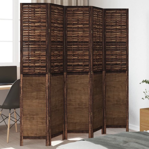 Room divider, 5 segments, dark brown, paulownia