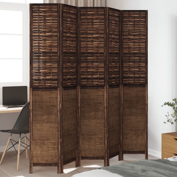Room divider, 5 segments, dark brown, paulownia
