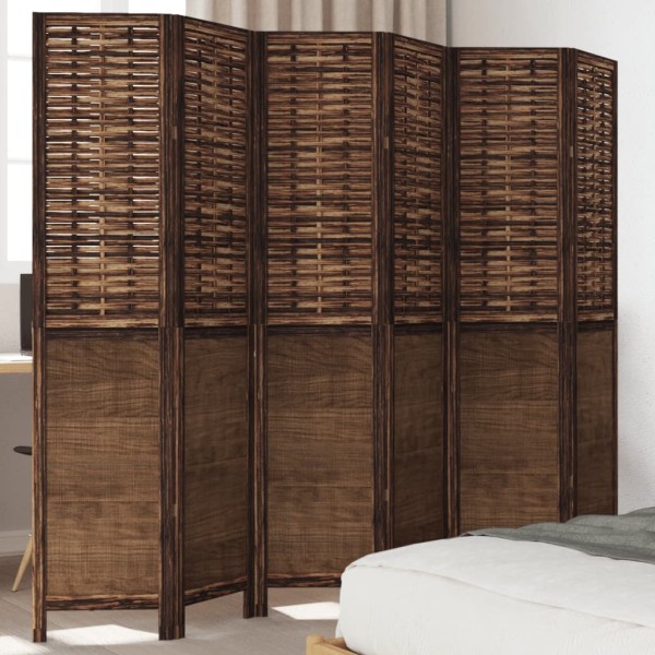 Room divider, 6 segments, dark brown, paulownia