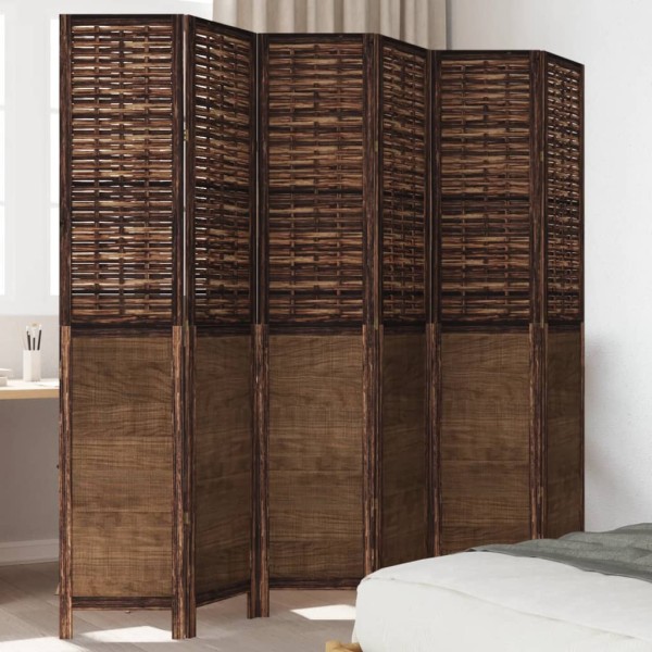 Room divider, 6 segments, dark brown, paulownia