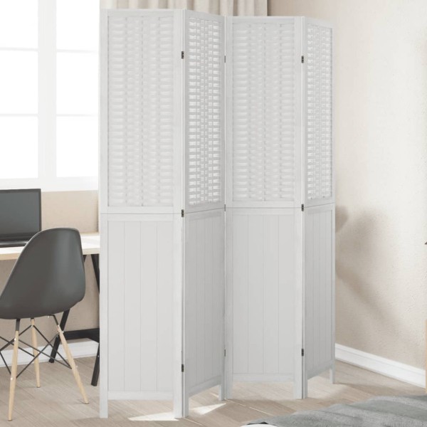 Room divider, 4 segments, white, paulownia massif