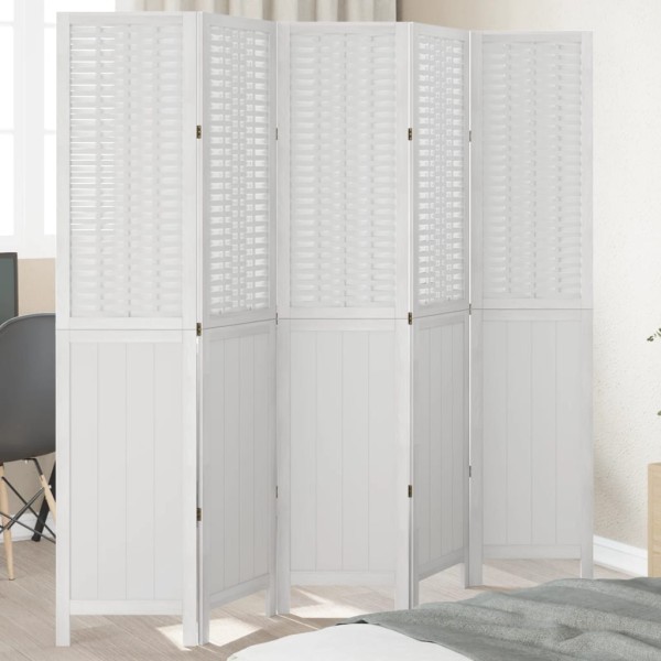 Room divider, 5 segments, white, paulownia massif