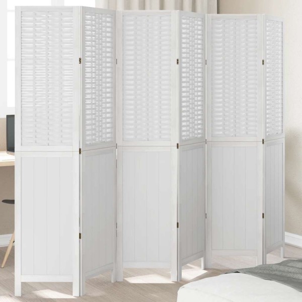 Room partition, 6 segments, white, paulownia wood