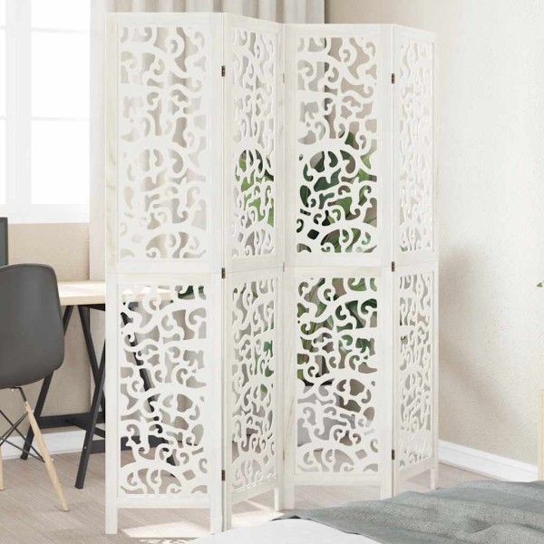 Room divider, 4 segments, white, paulownia massif