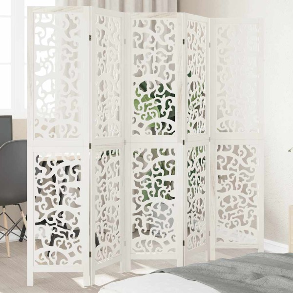 Room divider, 5 segments, white, paulownia massif