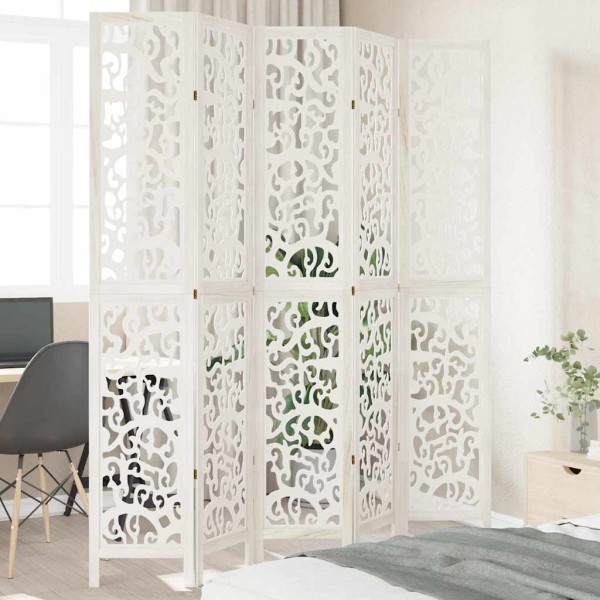 Room divider, 5 segments, white, paulownia massif