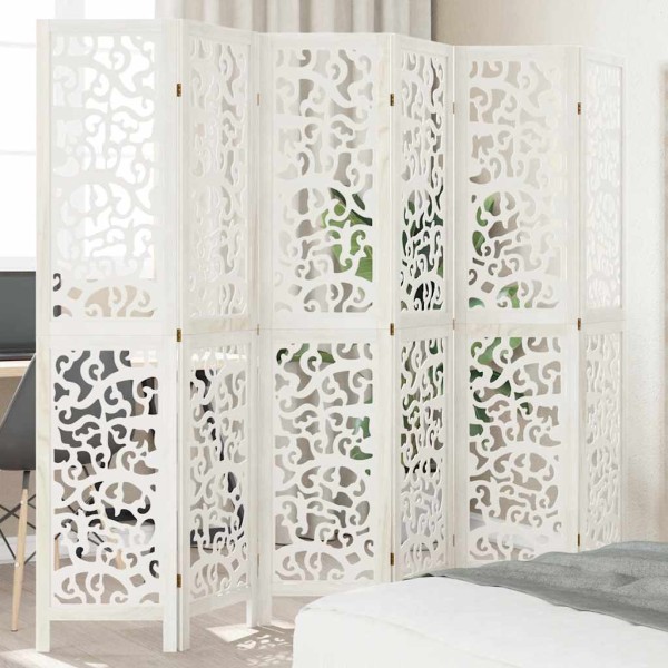 Room partition, 6 segments, white, paulownia wood