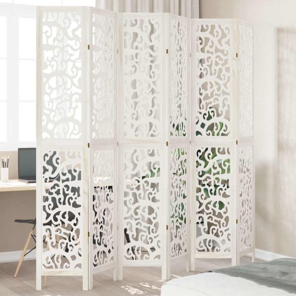 Room partition, 6 segments, white, paulownia wood
