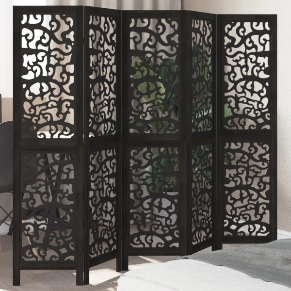Room divider, 5 segments, black, paulownia massif