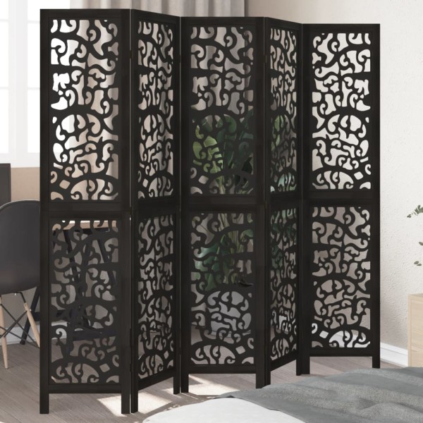 Room divider, 5 segments, black, paulownia massif