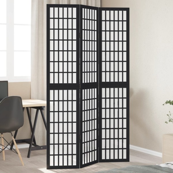 Room divider, 3 segments, black, paulownia massif